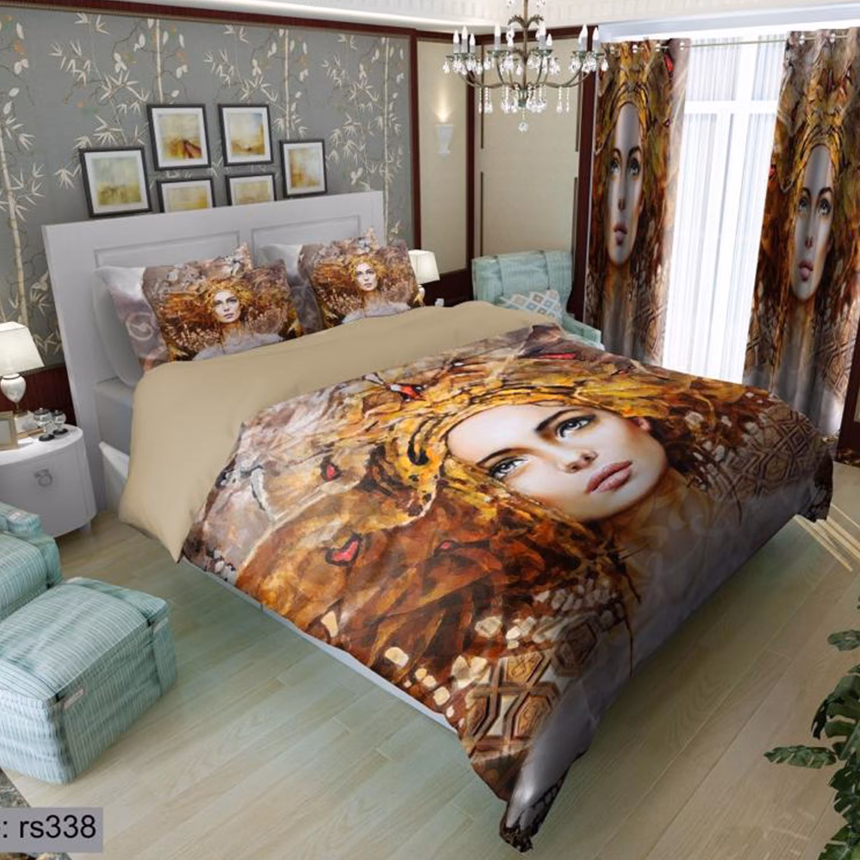 سرویس روتختی 1 نفره تنسل چاپی برندترک لند (Turk Land)  کد rs 338