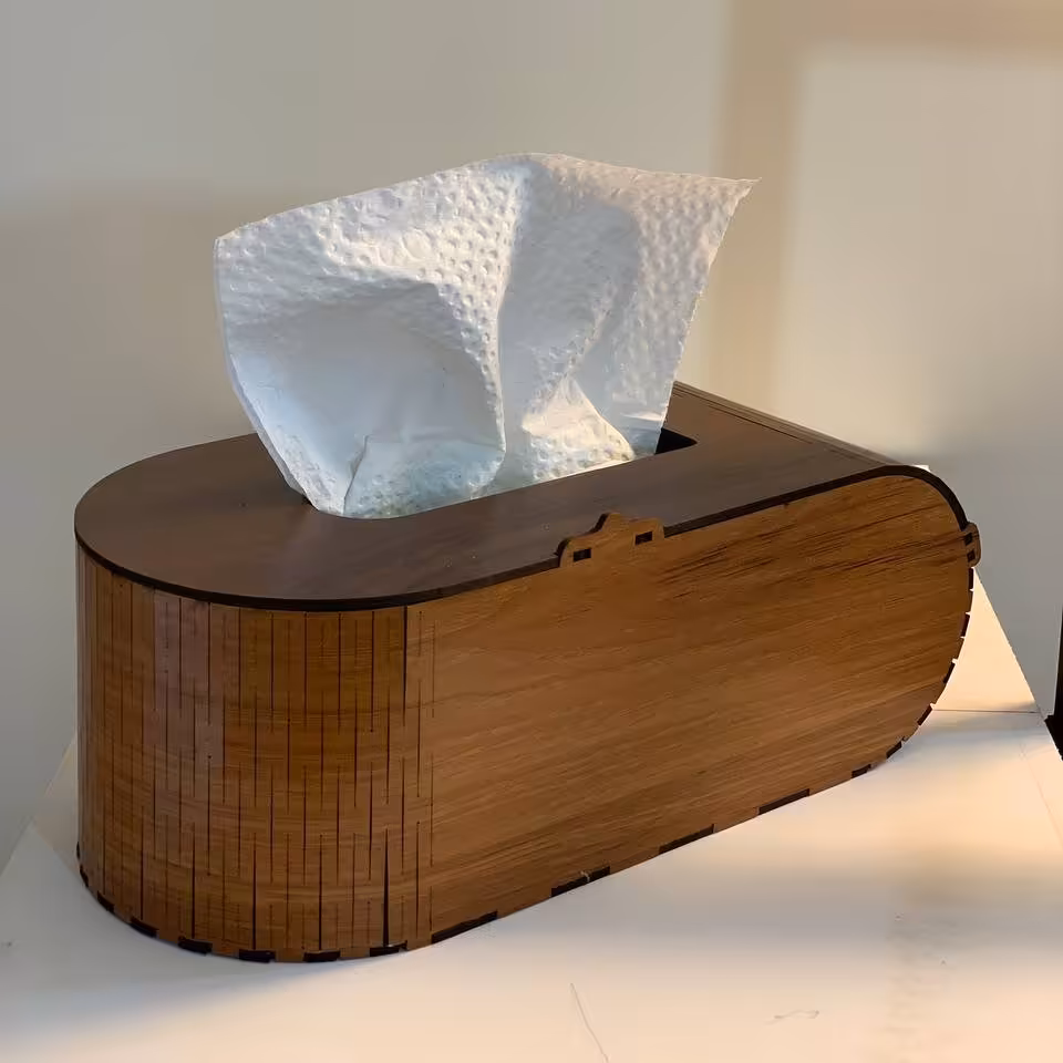 جعبه دستمال کاغذی چوبی، در رنگ های گردویی روشن و تیره 