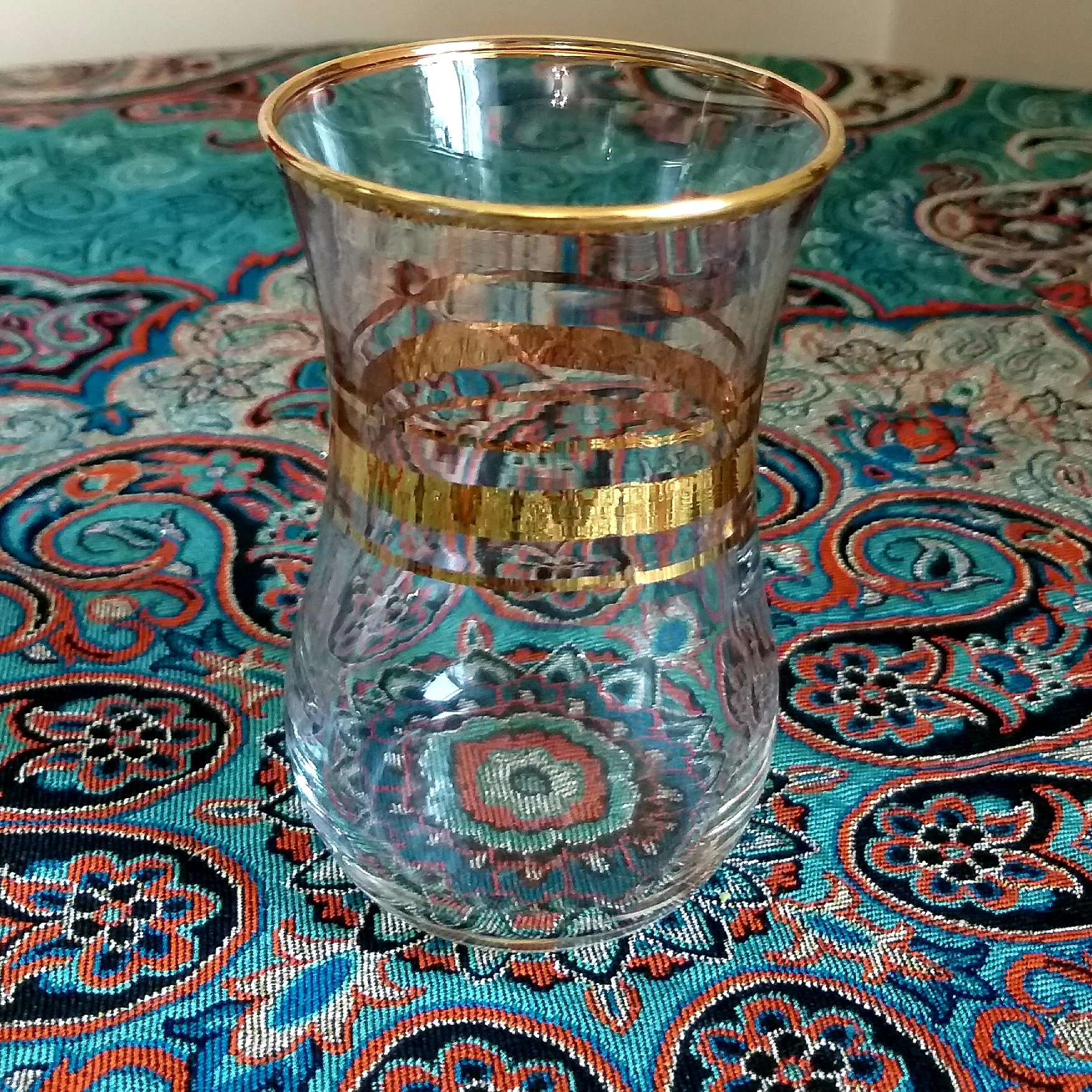 استکان ترکیه ای کمر باریک دور طلا شیشه ای 6 عددی