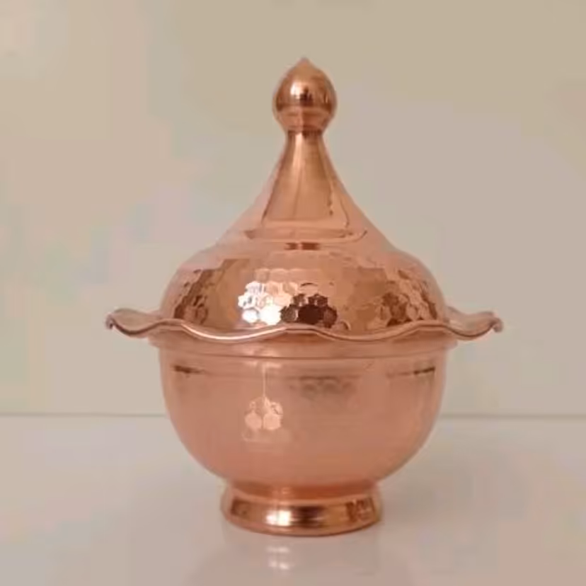 قندان مسی کلاه فرنگی طرح لاله سایز دو نانو شده