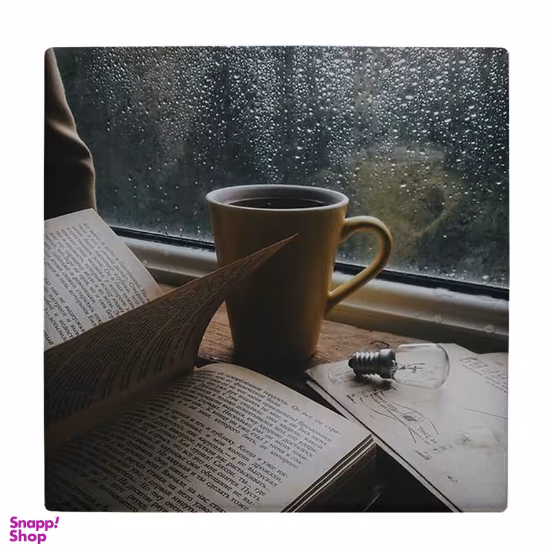 زیر لیوانی طرح لیوان چایی و کتاب کد 5770802_4056