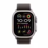 خرید، قیمت و مشخصات ساعت مچی هوشمند اپل واچ الترا 2 49 میلیمتر تیتانیوم با بند آبی-مشکی تریل لوپ