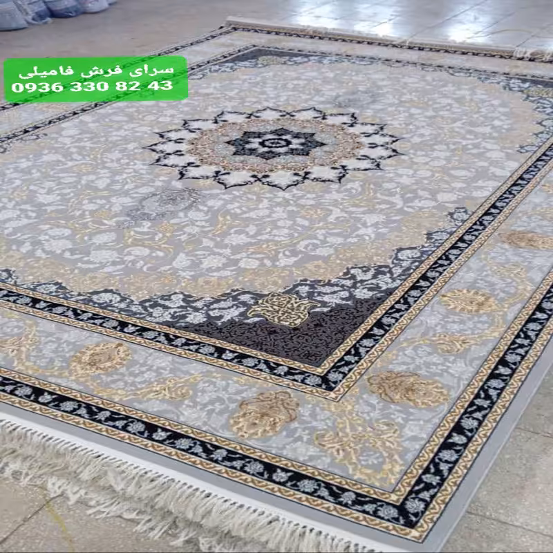 فرش ماشینی نقشه نایین رنگ فیلی 9متری اصل700شانه تراکم2550
