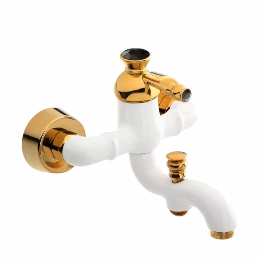 شیرآلات کویران آذر-شیر حمام مدل فلورانس-سفید طلایی