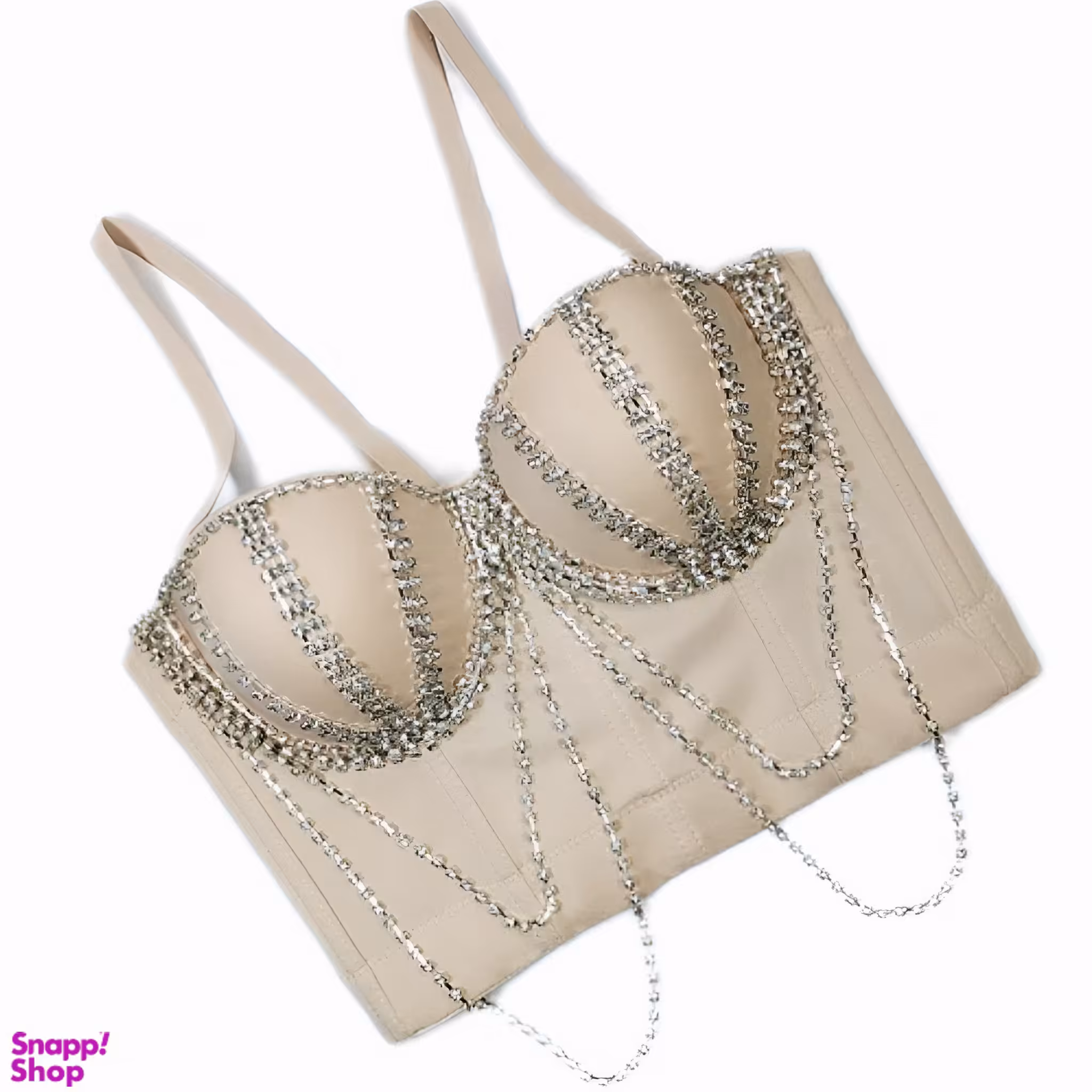 تاپ زنانه مدل نگین دار کد 402224 رنگ کرم