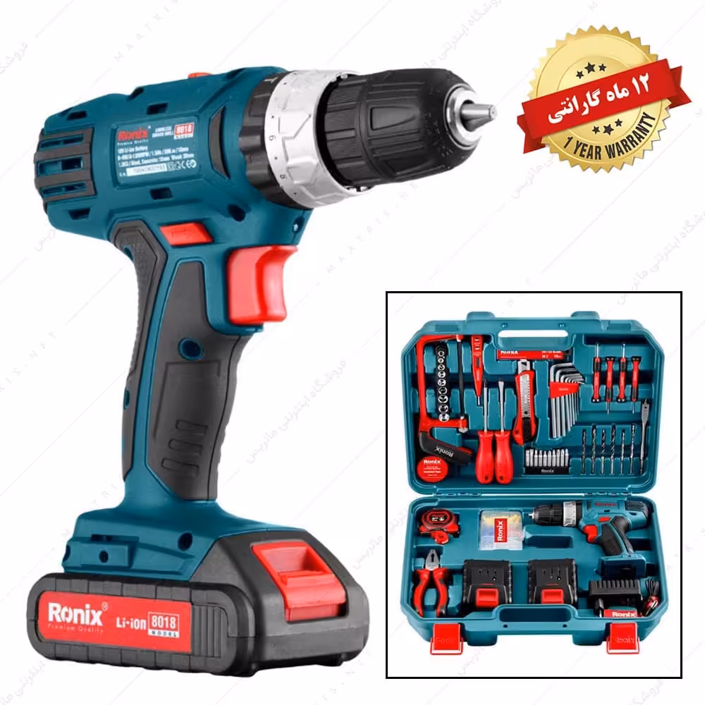 دریل شارژی  رونیکس 8018  چکشی 53 پارچه 