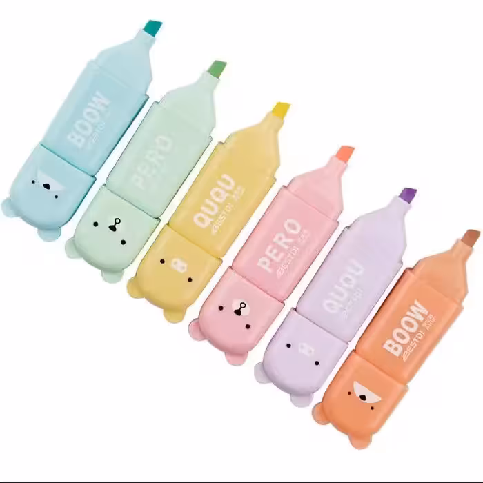 ماژیک هایلایتر طرح خرس تدی بسته 6 عددی