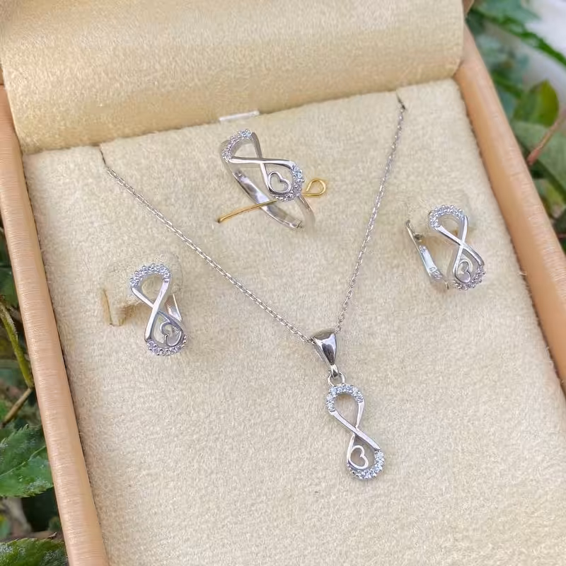 نیمست بینهایت نقره با روکش طلا سفید  کد 63