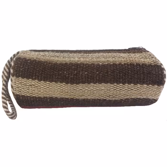 جامدادی گلیم دستباف  کد JAMEDGLI8  نفیس  زیپ قوی  رنگ کرم قهوه ای