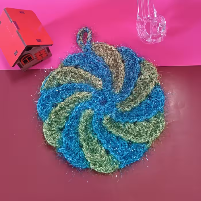 اسکاج بافت طرح پیچ رنگ سبزو فیروزه ای