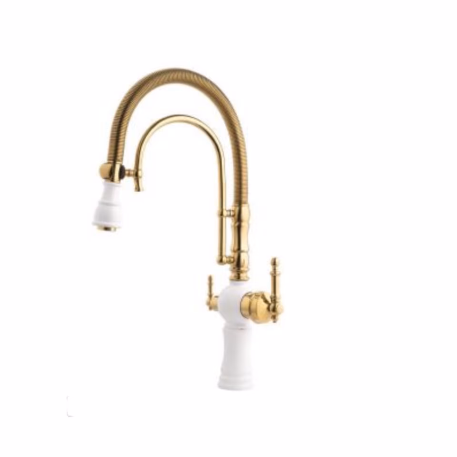 شیر ظرفشویی فنری دومنظوره سفید طلایی