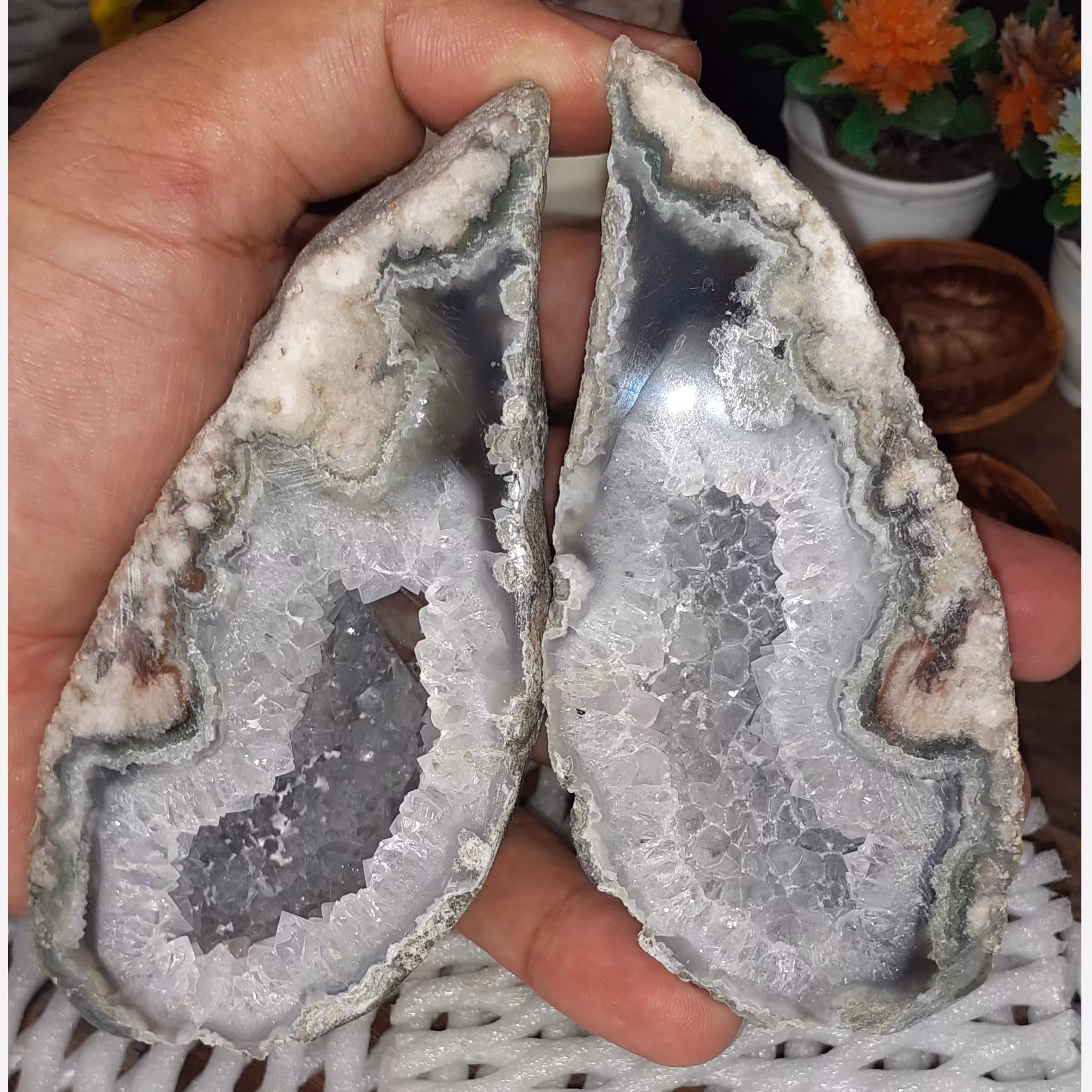 سنگ راف کلکسیونی عقیق توپی خوش نقش بلورکوارتز