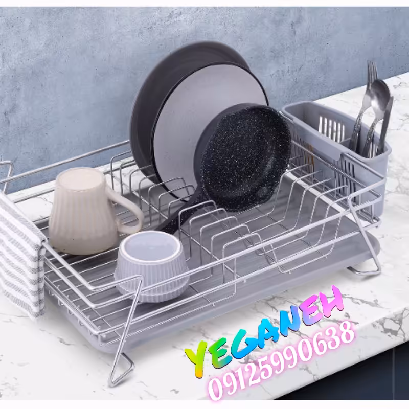 آبچکان  و جاظرفی کنار سینکی فلزی یک طبقه کروم همراه با سینی آبگیر و جاقاشقی کد z103