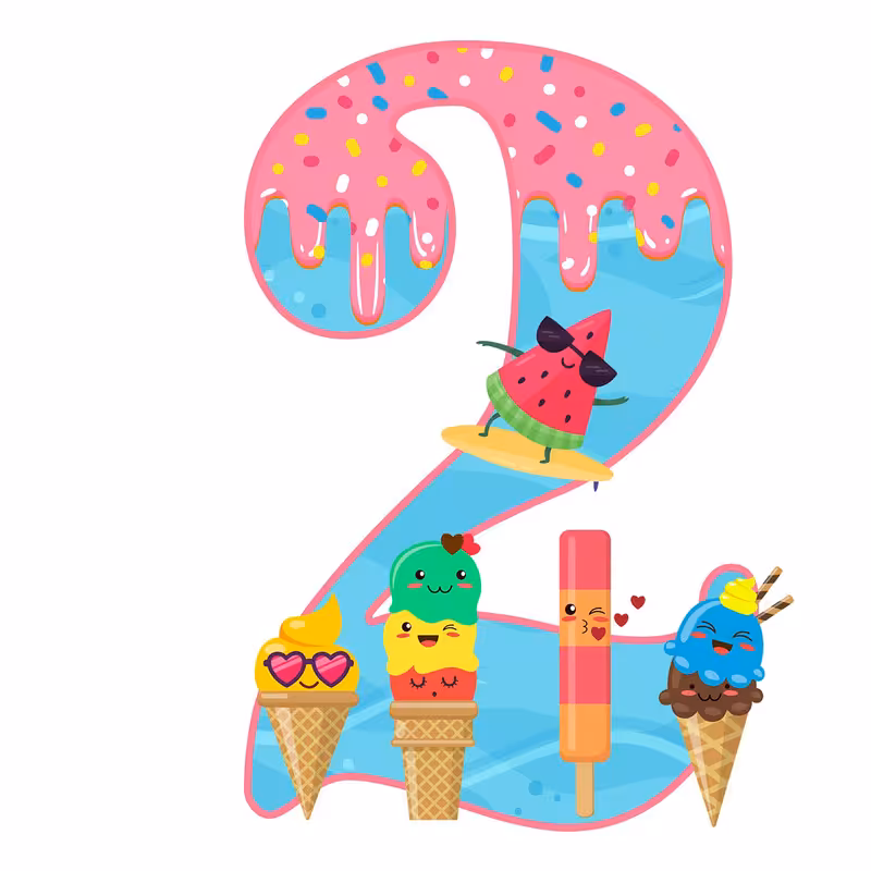 استند رومیزی تولد مدل عدد 2 طرح بستنی کد 1085