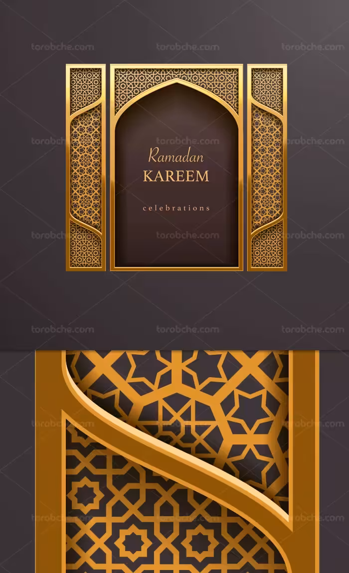 وکتور طرح محراب مسجد طلایی | گرافیک با طعم تربچه