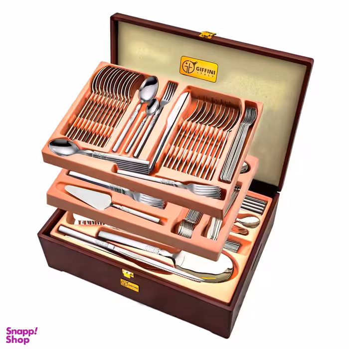 سرویس قاشق و چنگال 142 پارچه جی فی نی مدل 55 سوپر لاکچری