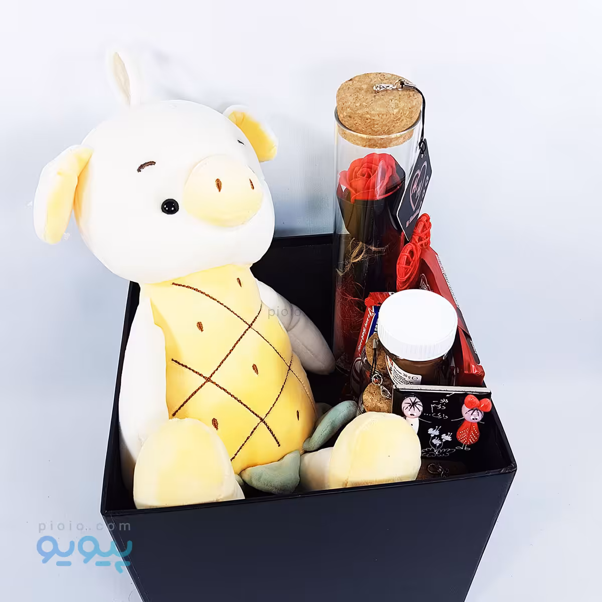 پک لاکچری ولنتاین با باکس سوپرایز دار با عروسک خوک آناناسی