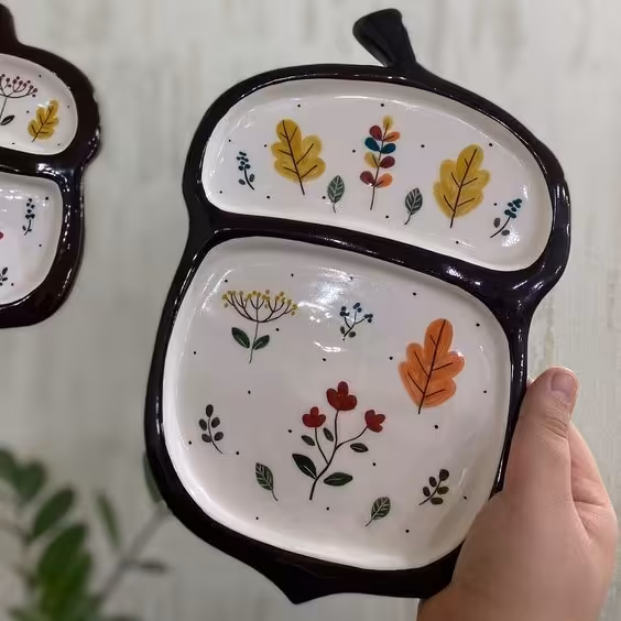 بشقاب جذاب طرح بلوط (سایز بزرگ)