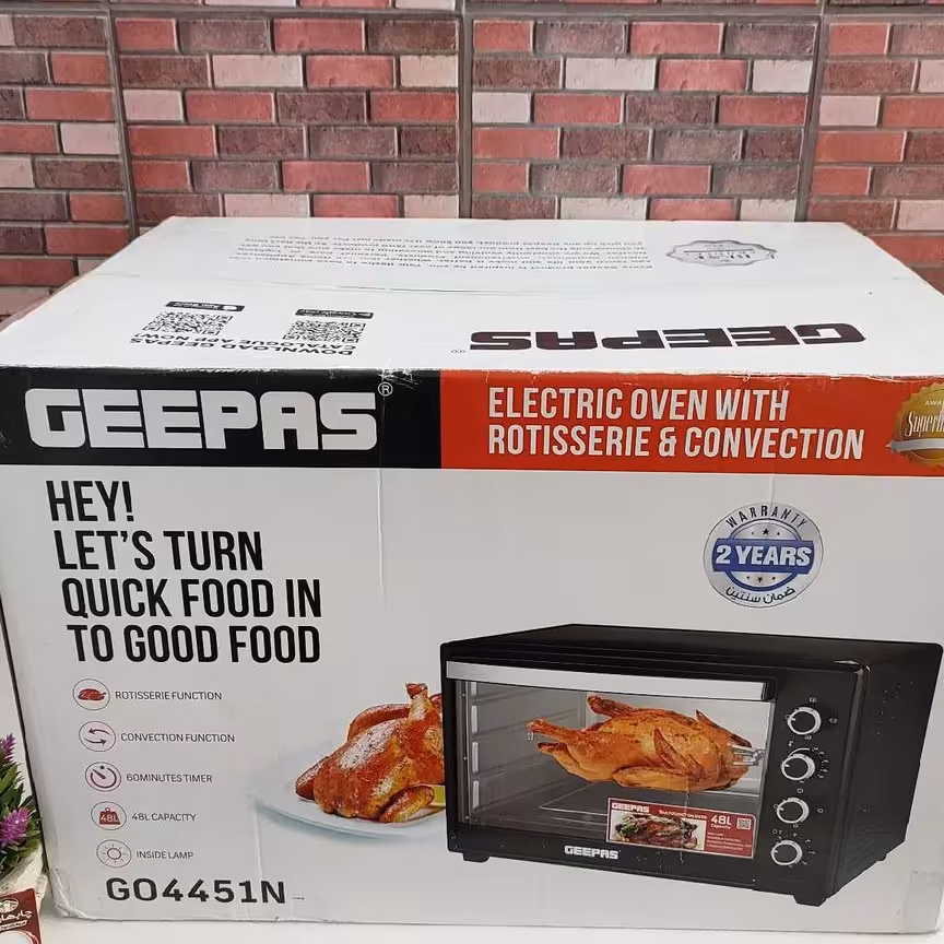 اون توستر برقی 25 لیتر مارک جی پاس کیفیت عالی در رنگ مشکی  قابلیت تنظم دما سینی تفلون 