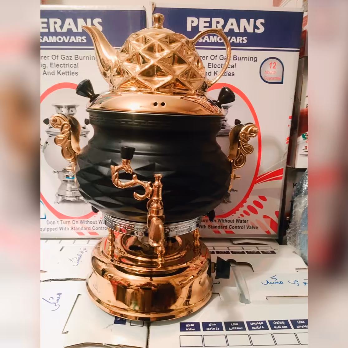 سماور ترموکوبل دار گازی مشکی طلایی