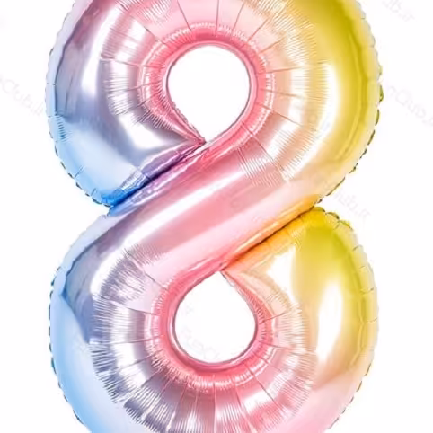 بادکنک فویلی عدد 8 رنگین کمان - بادکنک فویلی عدد 8 هفت رنگ