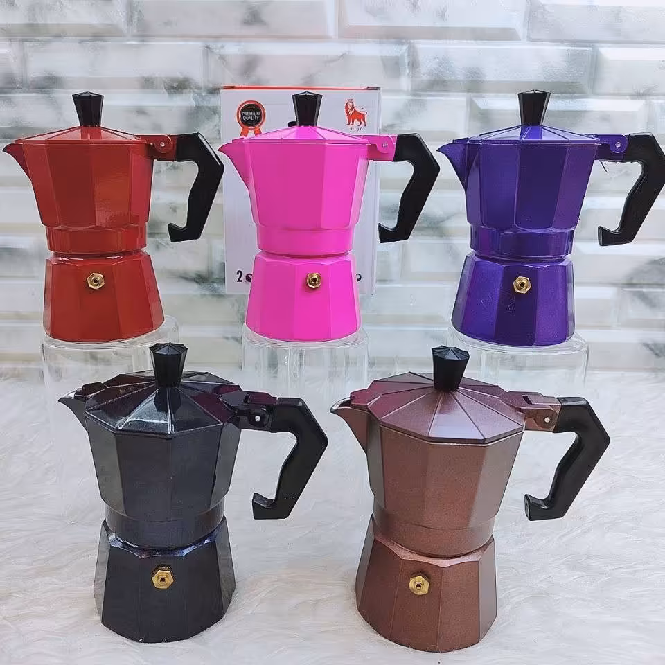 موکاپات (قهوه جوش) رنگی 2 کاپ  آلومینیومی جهت تهیه قهوه دمی