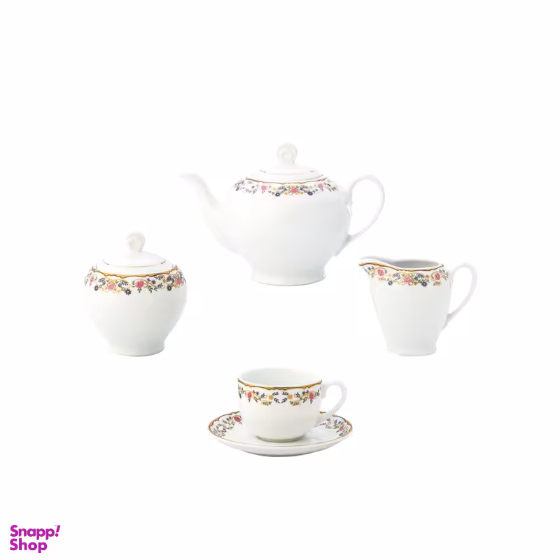 سرویس چای خوری 17 پارچه چینی زرین ایران مدل ایتالیا اف گلستان درجه عالی