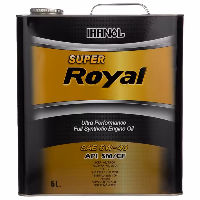 روغن موتور ایرانول مدل 5W-40 سوپر رویال حجم 5 لیتری