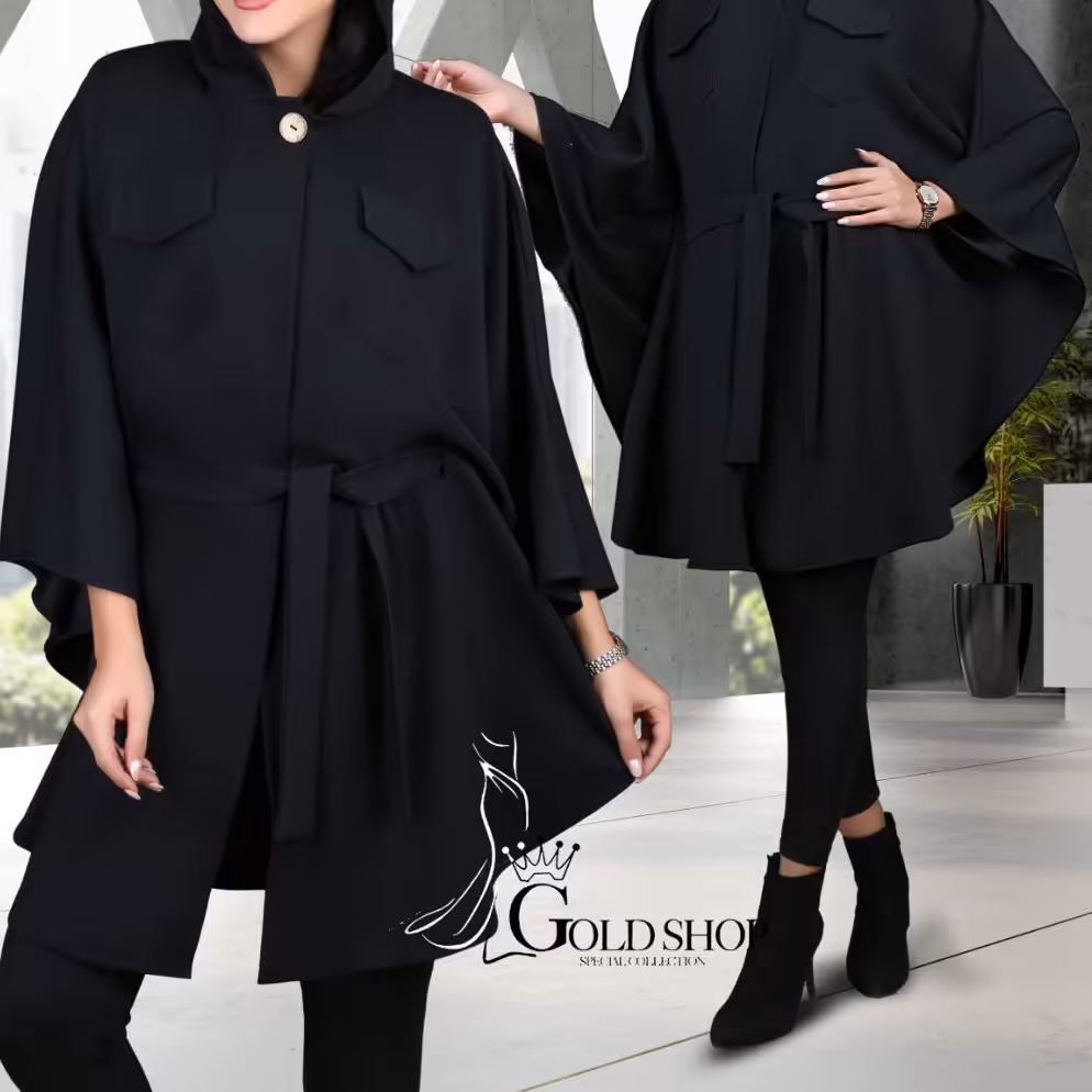 شنل پانچ کلاهدار زنانه جنس موهر مناسب پاییز و زمستان درجه یک 