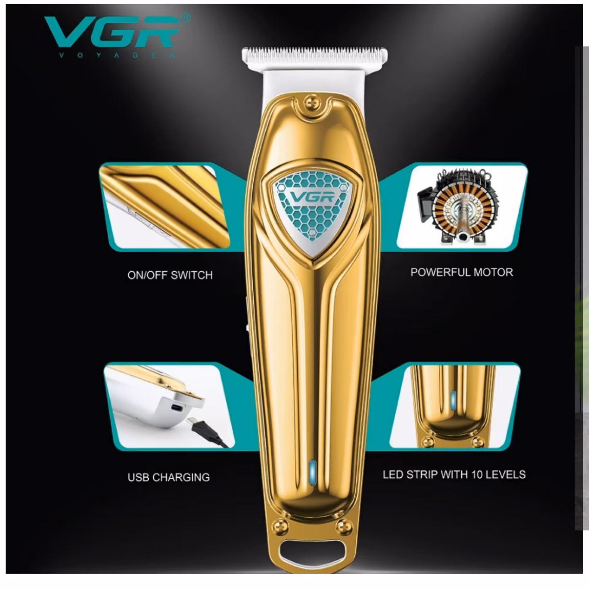 ماشین اصلاح و خط زن VGR رنگ طلایی