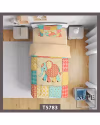 سرویس لحاف روتختی کودک یک نفره 5 تکه نوپه هوم Nopehome طرح فیل کد T5783