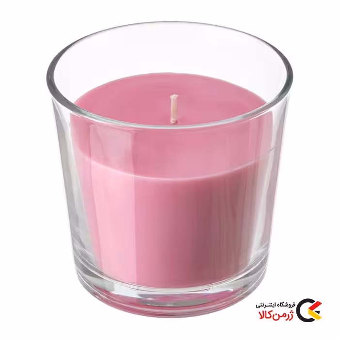 شمع لیوانی شیشه ای معطر صورتی برند ایکیا