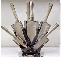 سرویس چاقو راکلند تیغه لیزری ضد زنگ در  طرح استیل و مشکی