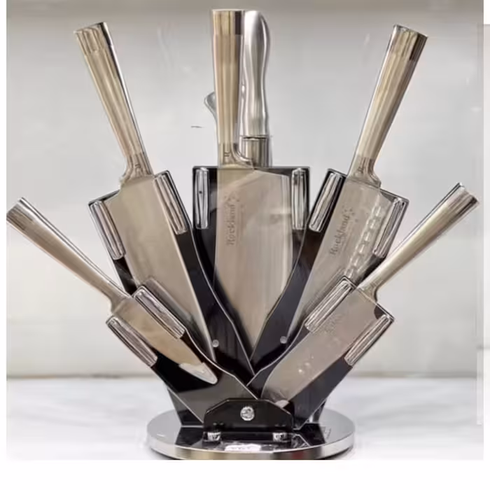 سرویس چاقو راکلند تیغه لیزری ضد زنگ در  طرح استیل و مشکی