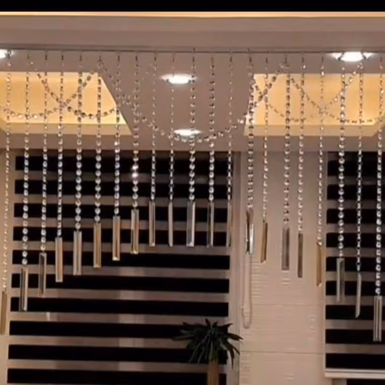 پرده کریستال طرح هلالی با آویز کاردی