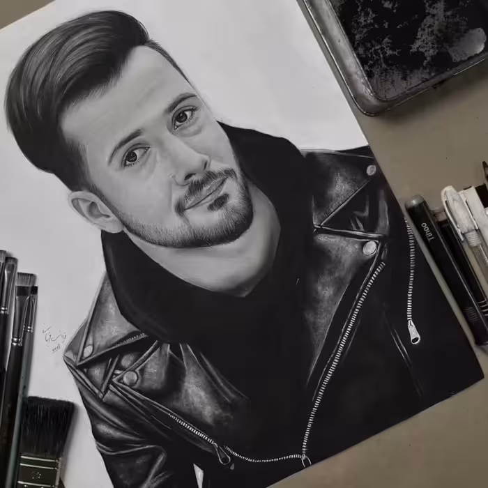 سفارش نقاشی دوچهره سیاه قلم ویژه هدیه تولد سالگرد ازدواج با بسته بندی کد765