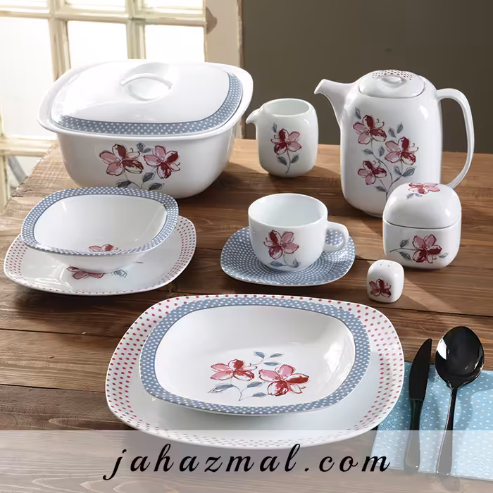 سرویس چینی زرین طرح والنسیا ارغوانی 98 پارچه