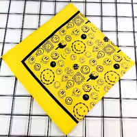 باندانا طرح فیس لبخند پارچه زرد نخ پنبه