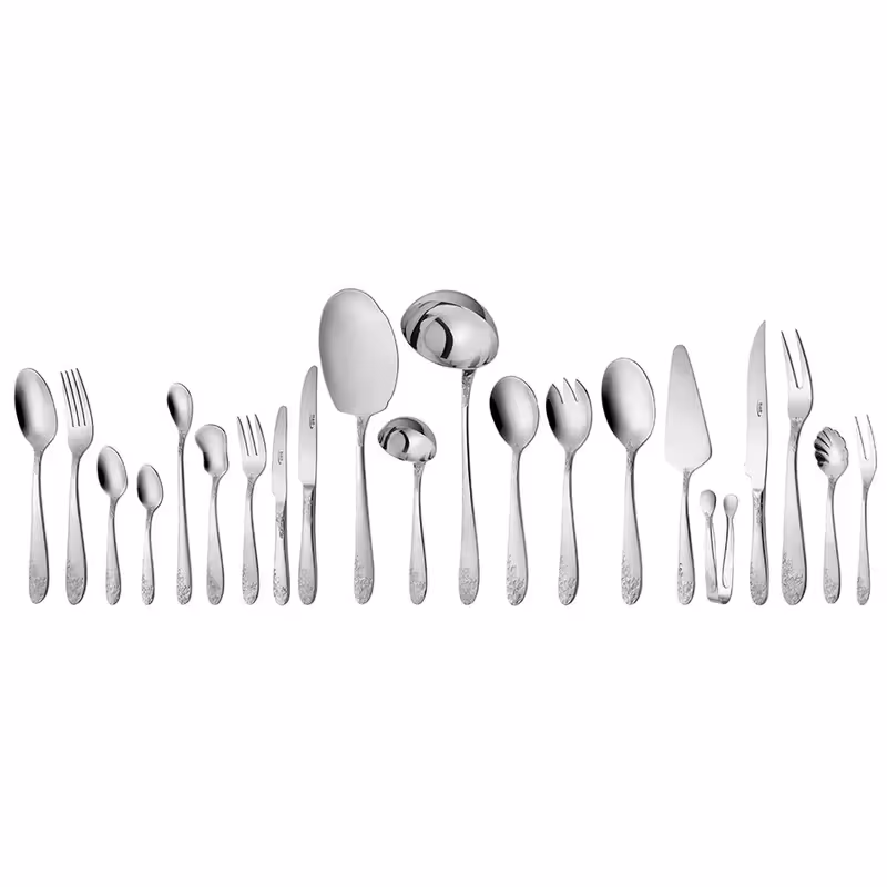 سرویس قاشق و چنگال 18 نفره ناب استیل طرح امپریال استیل براق (136 پارچه)