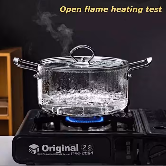 قابلمه پیرکس دسته استیل