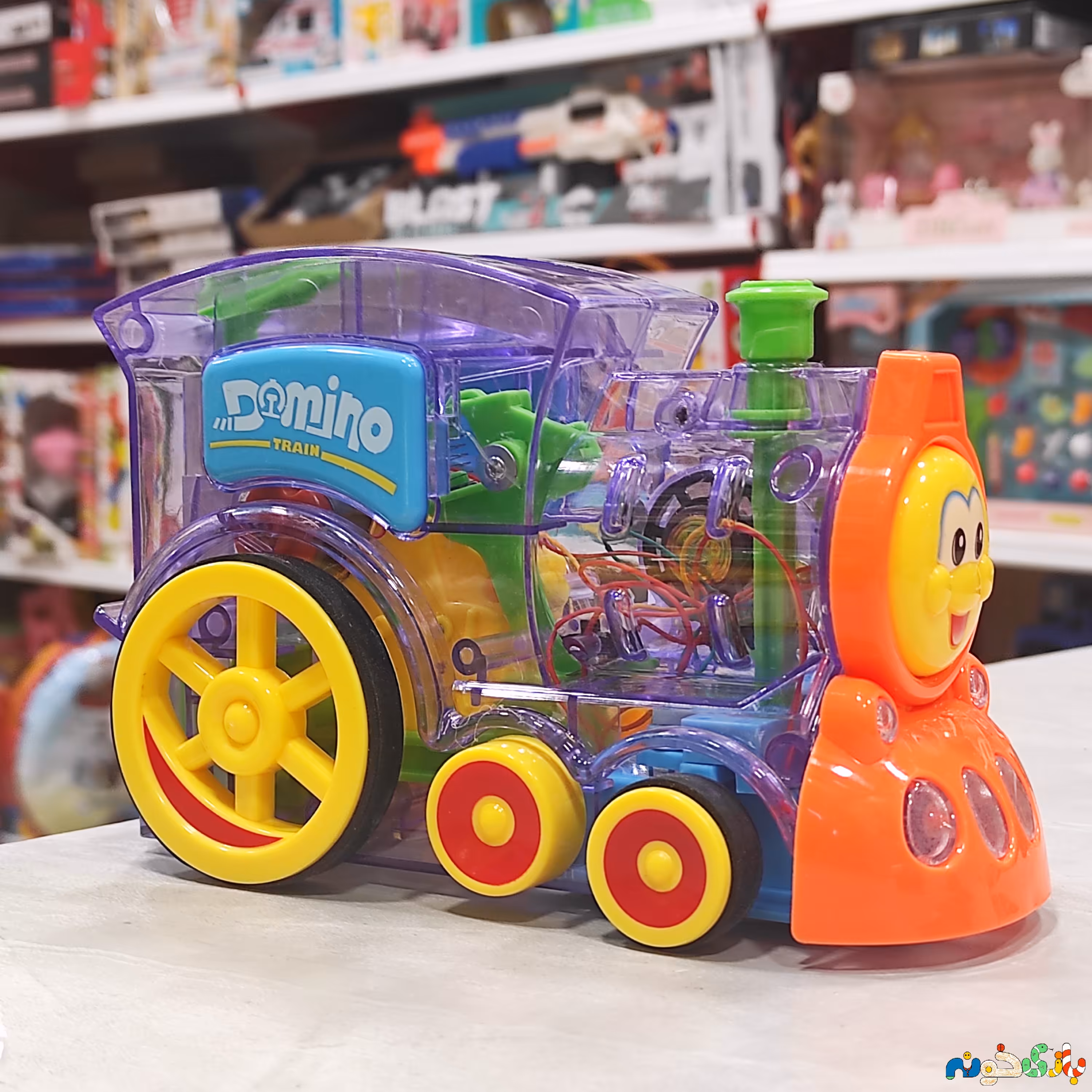 اسباب بازی قطار دومینو ساز وارداتی باطری خور ابعاد 16در 10 سانت 