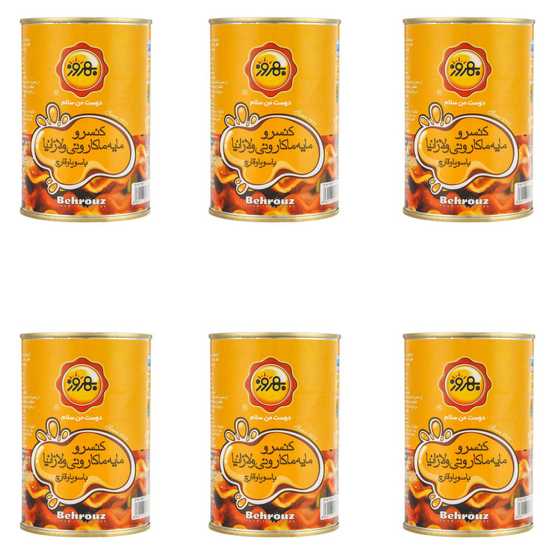 کنسرو مایه ‌ماکارونی و لازانیا بهروز-390 گرم بسته 6 عددی