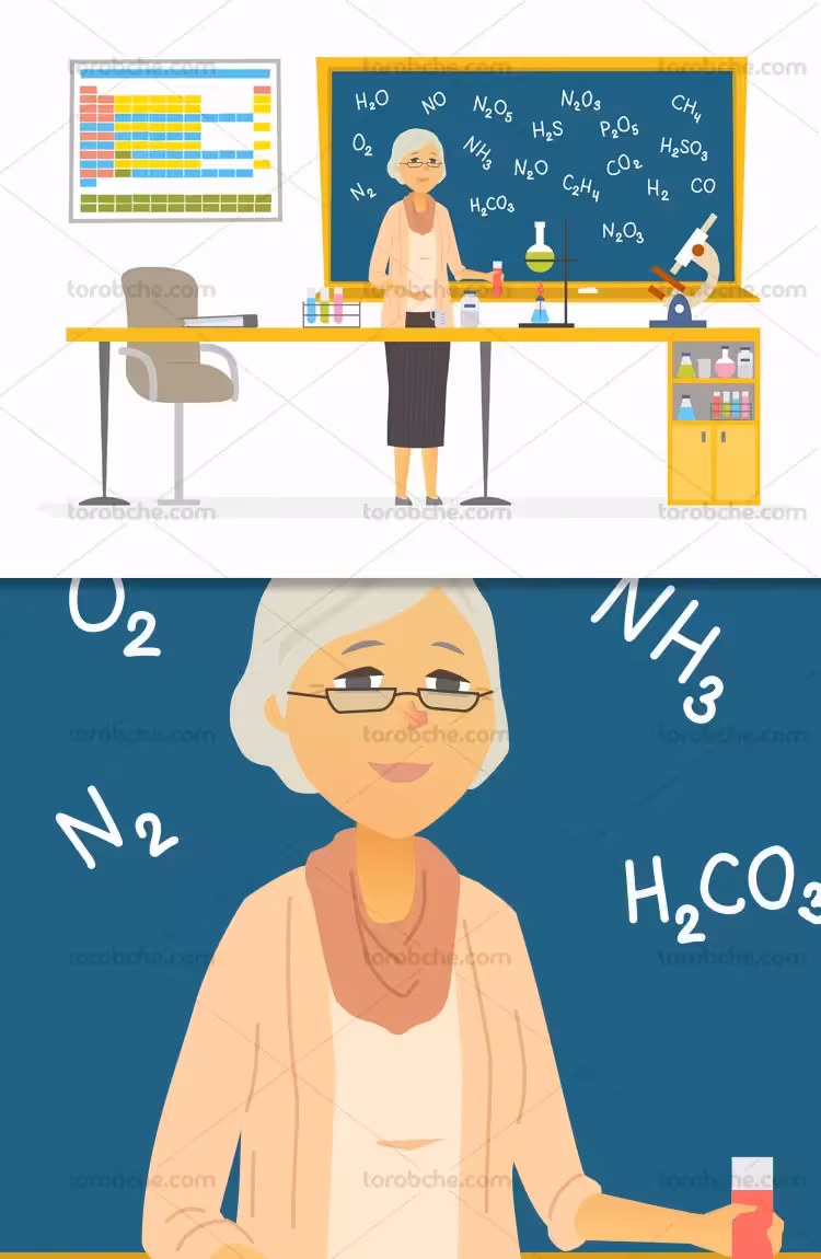 وکتور آموزش شیمی با کیفیت | گرافیک با طعم تربچه