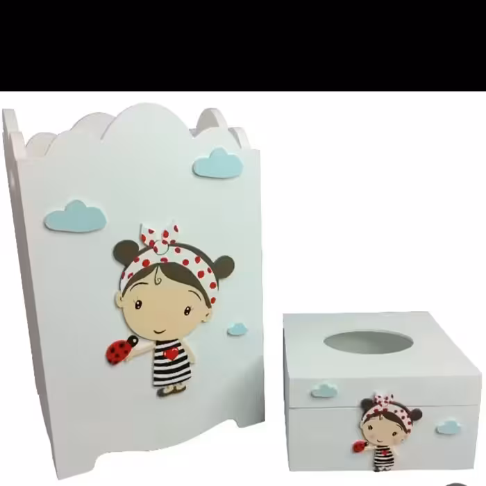 سطل زباله و جای دستمال کاغذی دخترانه