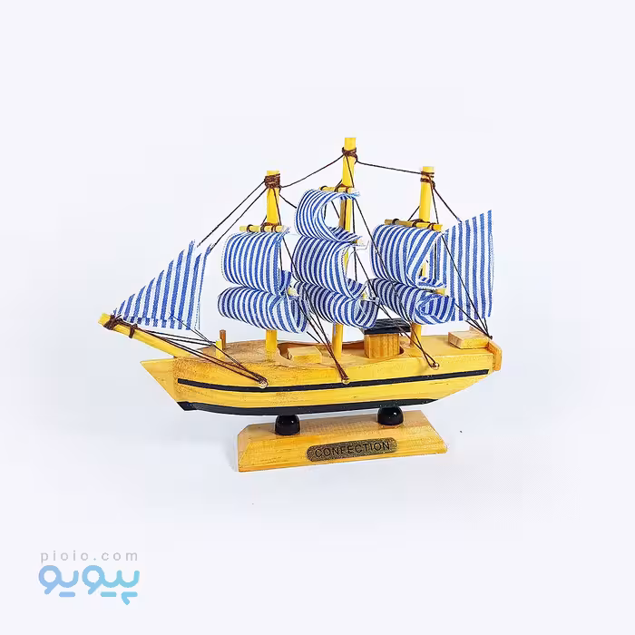 ماکت کشتی چوبی بادبانی دکوری کوچک 15 سانتی