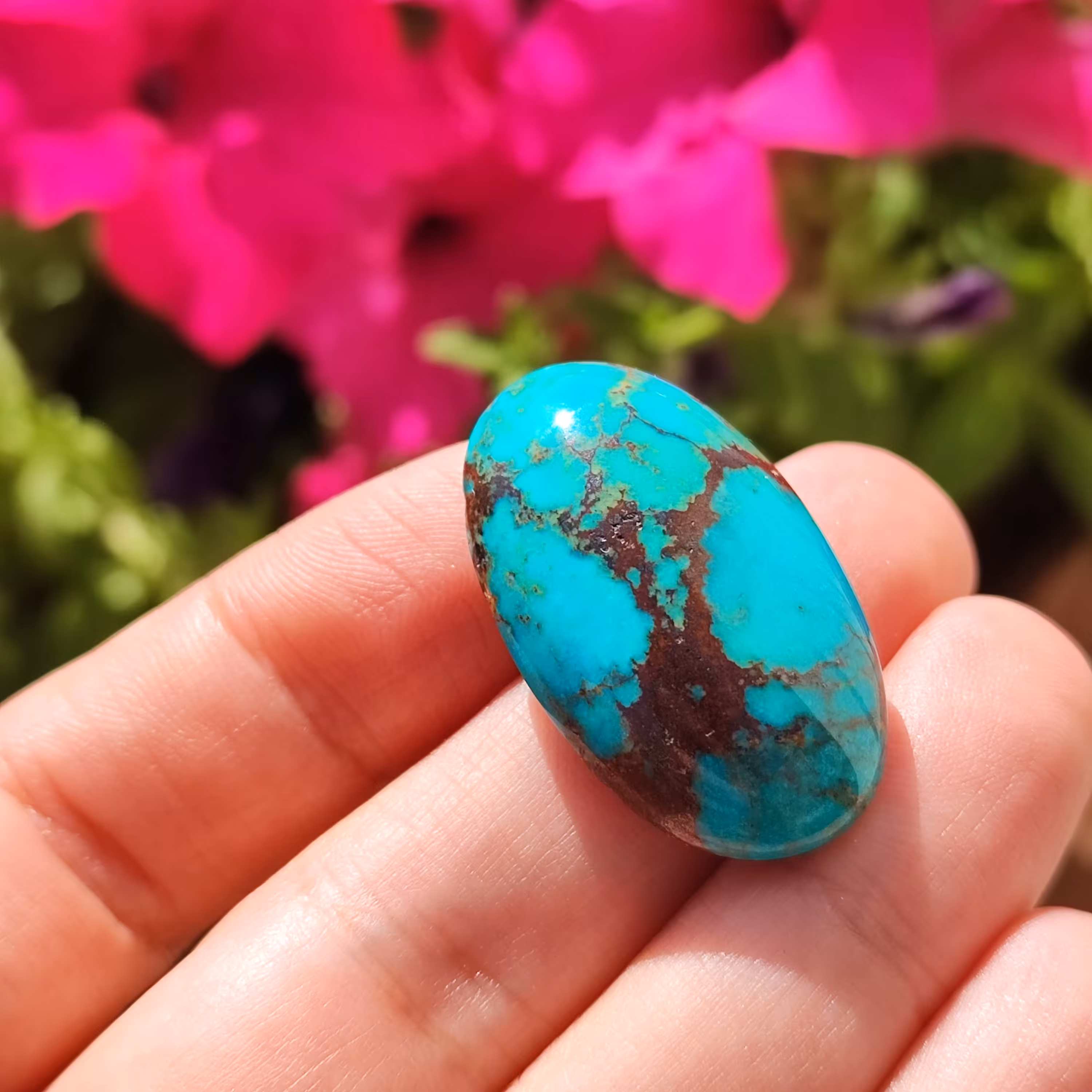 فیروزه ناب نیشابوری درشت قواره کلکسیونی مقاوم شده 35 در 20 میل