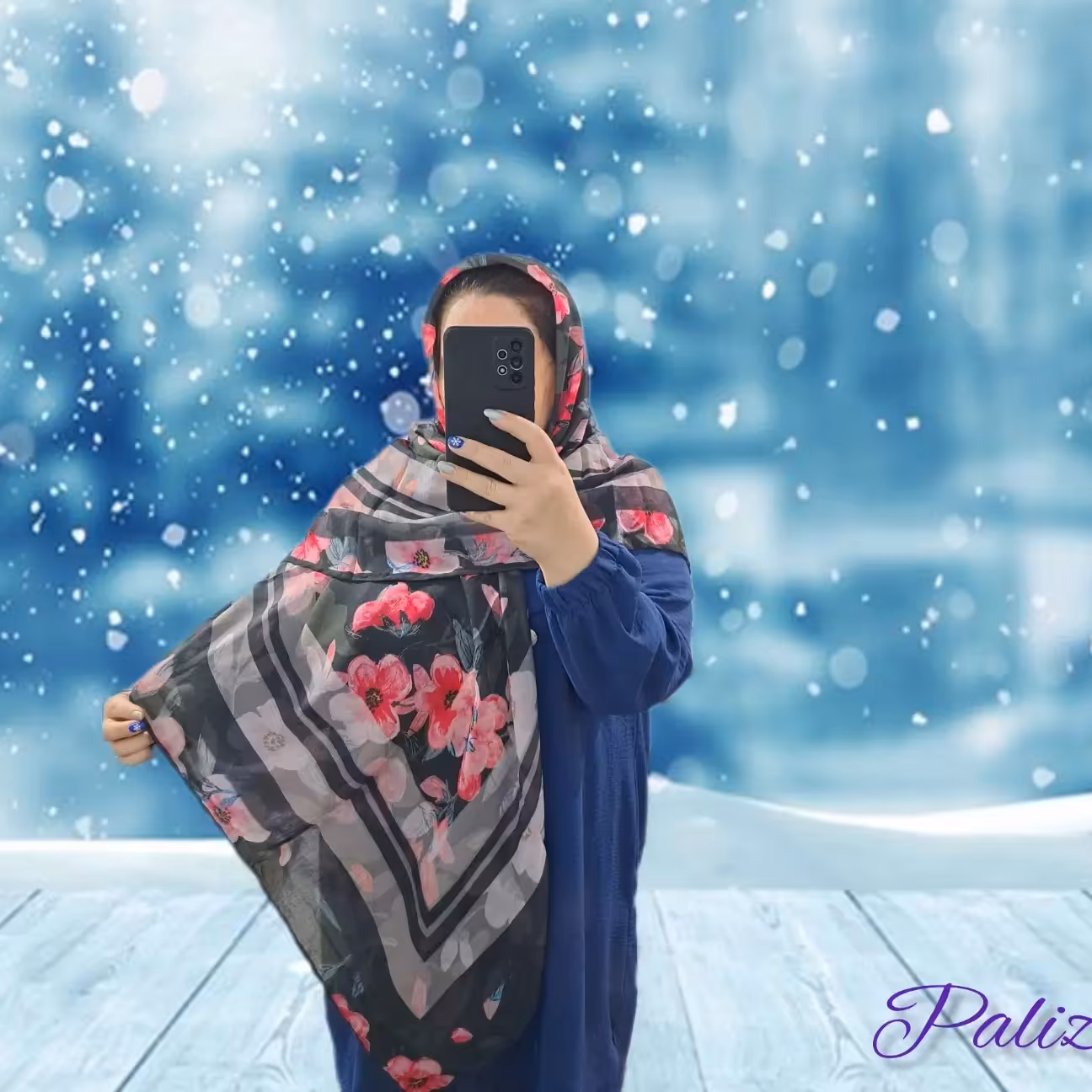 روسری نخی دور دست دوز قواره کار 140 تک رنگ کد76