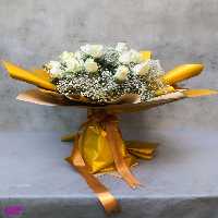 دسته گل گرد رز هلندی سفید کد W001