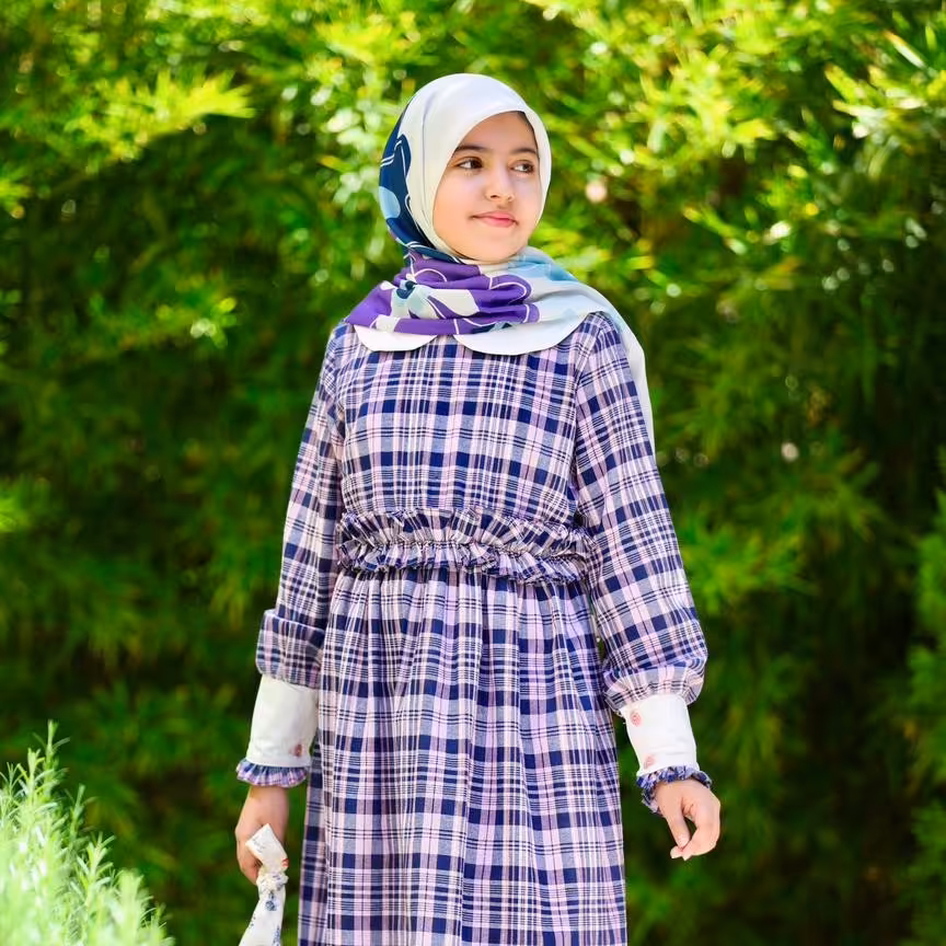 پیراهن دخترانه چهارخونه بنفش(سایز 1)