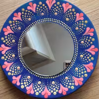 ایینه نقطه کوبی شده. زمینه سورمه ای.کارکاملا براق